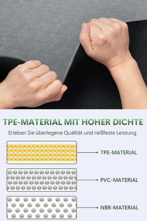 Йога мат Groß 190x68 см: неслизька, товста, з натурального каучуку та TPE, для пілатесу, гімнастики, фітнесу. З ремінком для перенесення. Сірий колір, 190*68*0.8 см