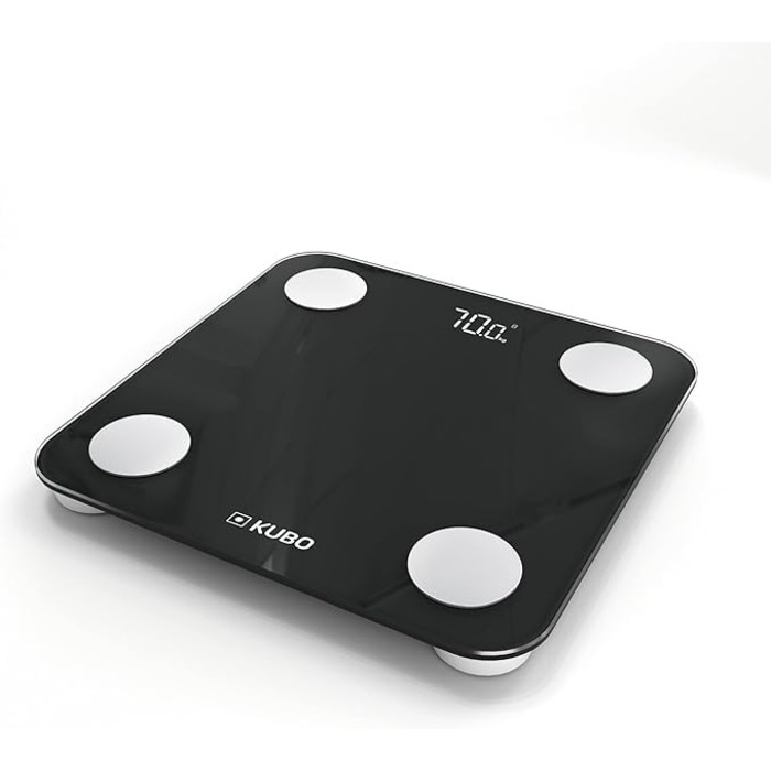 Ваги для тіла Kubo з Bluetooth, аналіз складу тіла, 13 показників, для Android/iOS, 180 кг, чорний