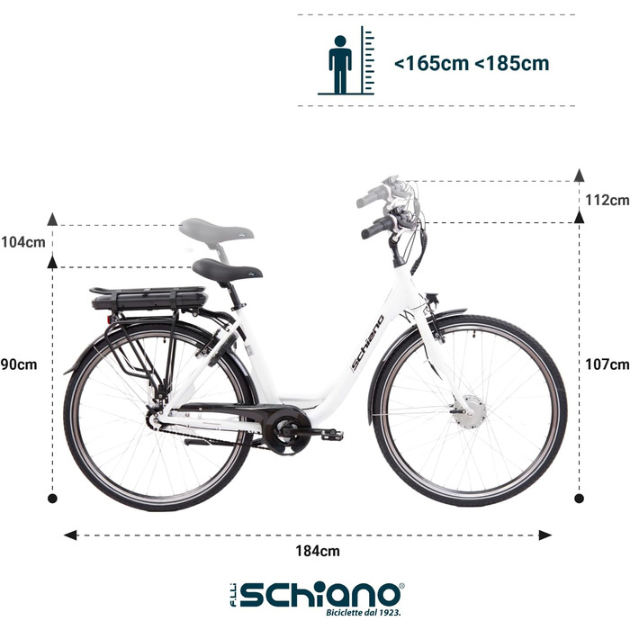Електровелосипед F.lli Schiano E-Moon 28'' для чоловіків і жінок, до 25 км/год, з акумулятором, мотором, Nexus 7, багажником, електричний велосипед-педелек з великою дальністю ходу