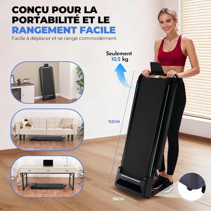 GTPLAYER Ходунка для ходьби, біговий доріжки для дому, складана з LED-дисплеєм та пультом, регульовані підлокітники, двигун 2.5 PS, фітнес, тренування, домашній фітнес, зелений