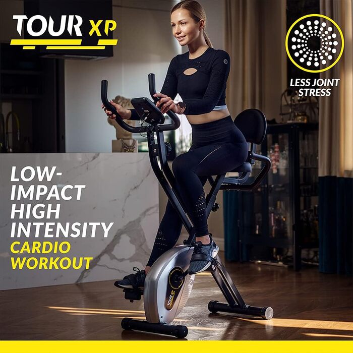 Велотренажер Bluefin Fitness Tour Lite для дому, складаний, магнітний, сумісний з Kinomap, сірої кольору