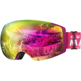 OutdoorMaster PRO: Скі-маска унісекс з змінними лінзами. Захист від сонця, антитуманне покриття, підходить для носіння з окулярами. Рожева, VLT 17%