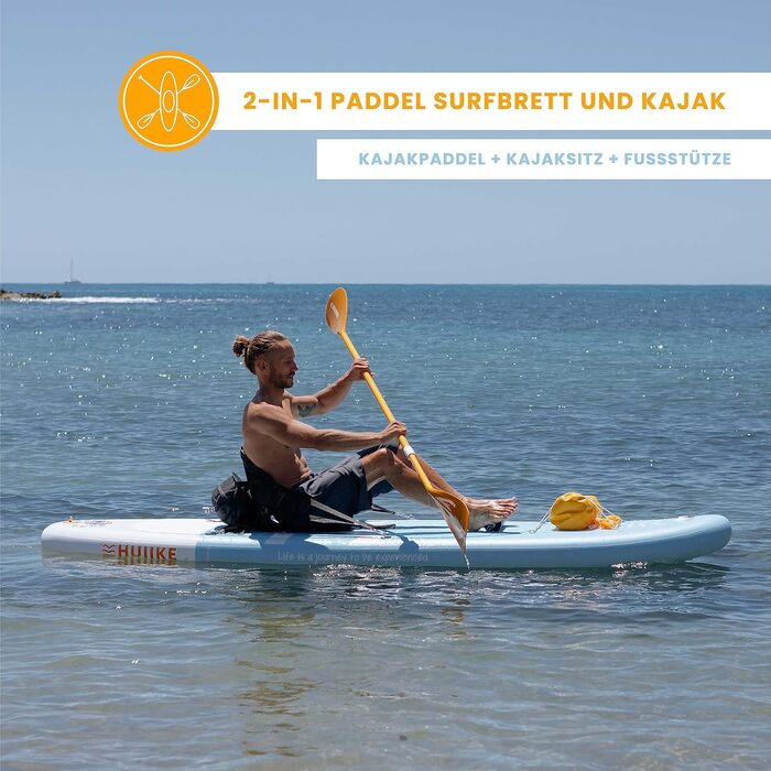 SUP-дошка HUIIKE з аксесуарами: весло, сидіння-каяк, синя, для стоячого веслування, висока стійкість