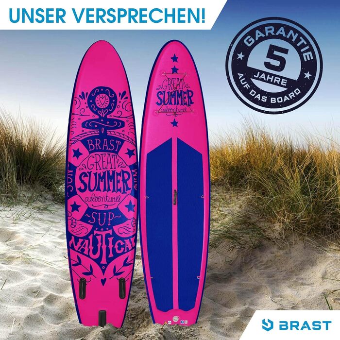 BRAST SUP-дошка надувна 320x81x15 см, комплект: 2-в-1 весло, каяк-сидіння, кріплення для екшн-камери, ремінець, рюкзак, 5 років гарантії, 6 дизайнів