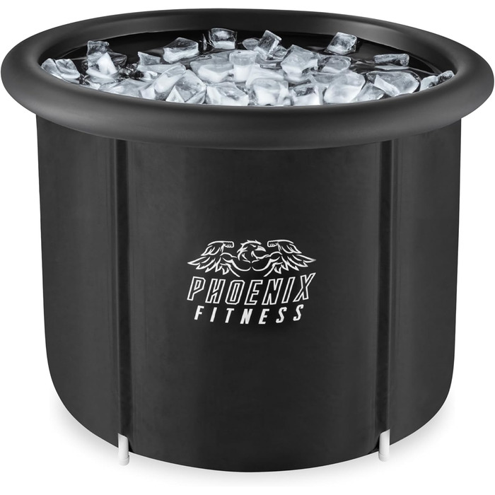 Ванна для холодної терапії Phoenix Fitness 420 л з кришкою, переносна льодяна купіль для спортсменів, чоловіків і жінок, чорна, для дому та вулиці