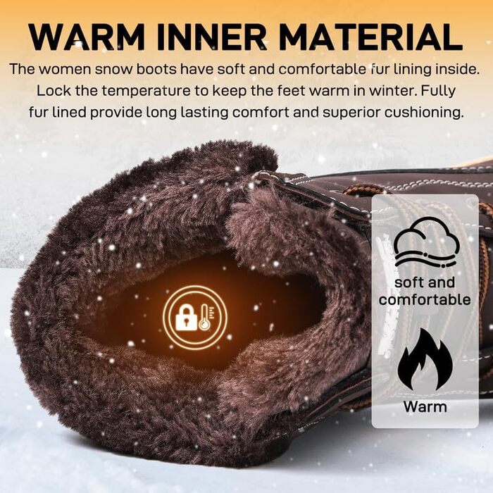 Зимові чоботи жіночі утеплені, водонепроникні, для снігу, теплі, короткі, трекінгові, підошва не слизька (Коричневі, 37 EU)