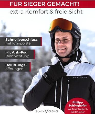 Чорний гірськолижний шолом BLACK CREVICE Kirchberg з візором та вентиляційними отворами - дихаючий шолом для чоловіків та жінок, колір simply taupe 2, розмір L (58-61 см)