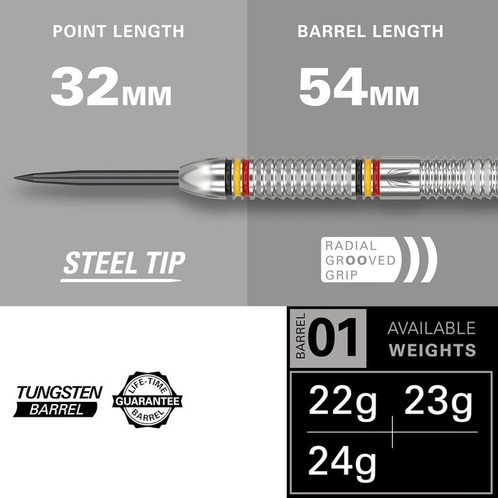 Дартс Target Dimitri Van den Bergh Dimi 22 г 80% вольфрам, набір з 9 Pro Grip шафтів, 9 Pro Ultra оперень, кейс для дартсу