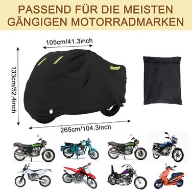 Водонепроникний чохол для мотоцикла XXXL з тканини 420D Oxford, універсальний захисний тент для мотоцикла та скутера з отвором для замка, 265x105x133 см