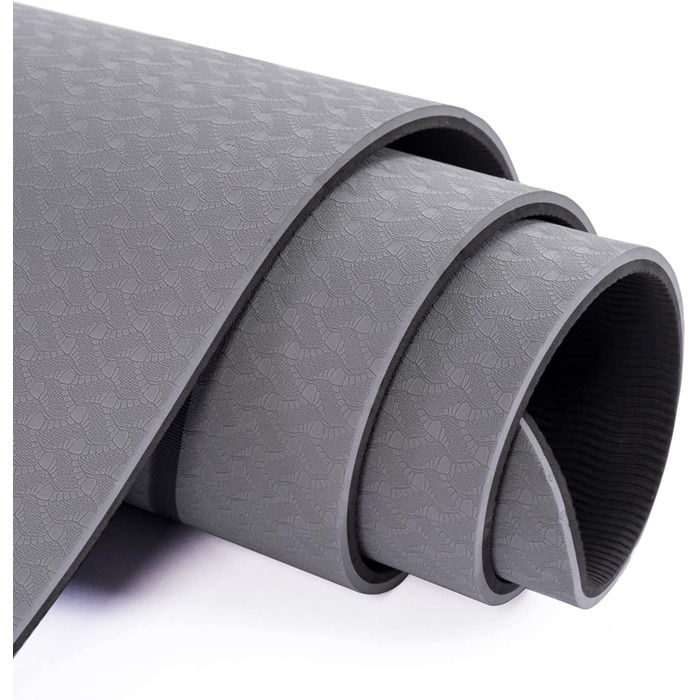 Йога мат UMINEUX, TPE, 72x24 см, антиковзка, для жінок, з чохлом та рушником, чорний та сірий