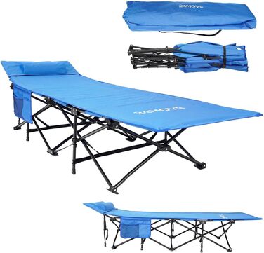 Розкладне ліжко 24MOVE® для кемпінгу та відпочинку на природі, 190 x 67 x 34 см, до 150 кг, з сумкою, блакитне
