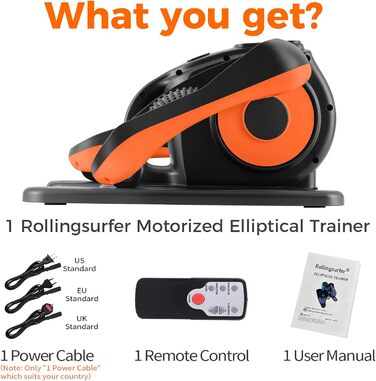 Еліптичний тренажер Rollingsurfer з масажем стоп, електричний, портативний, для підлітків, дорослих і літніх, для використання під столом, помаранчевий