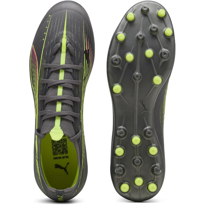 Кросівки футбольні PUMA Ultra 5 Match Mg, 41 EU, Матовий Сріблястий, Жовтий, для унісекс