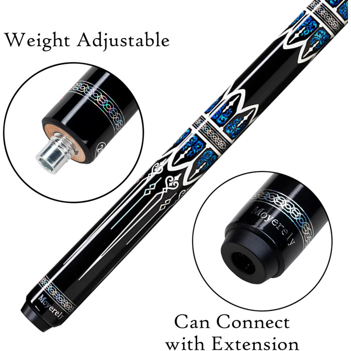 Професійний більярдний кий Moyerely з карбону, 11.8/12.5 мм, низька деформація, з чохлом MF4