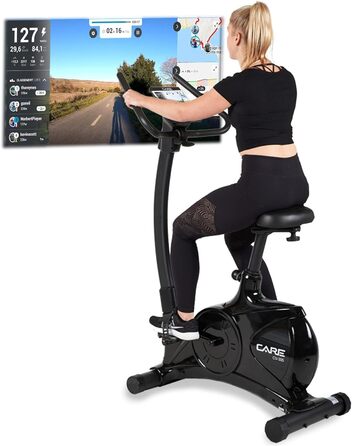Велотренажер Care Fitness CV-395 для дому, 24 програми, 12 кг маховик, магнітна система, сумісний з Kinomap