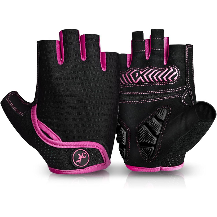 Велосипедні рукавички MOREOK для чоловіків та жінок, літні, безпальцеві, 5 мм гелеві, протиковзкі, амортизуючі, для гірського велосипеда, шосе, даунхілу (Рожеві, S)