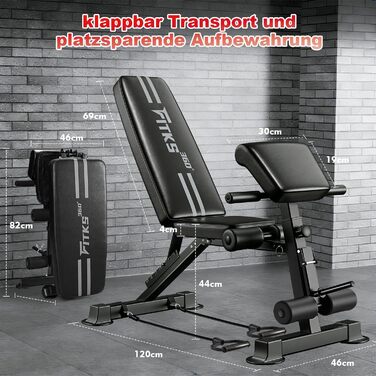 Багатофункціональна розкладна лава для гантелей 13 в 1, регульована фітнес-лава для дому, тренажер для вправ на прес та всього тіла, витримує до 400 кг