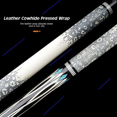 Більярдний кий Konllen з низькою відволікаючою лінією, з подовженням та кейсом (10,5 мм, 11,5 мм, 12,5 мм наконечники Tigerspitze, XTC-чохол, 3/8 x 8 радіальний штифт, довжина 147 см) Dragon-1, EU 12.5mm