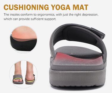 Чоловічі сандалі ONCAI з регульованими ремінцями, відкритим носком, сірі (48 EU)