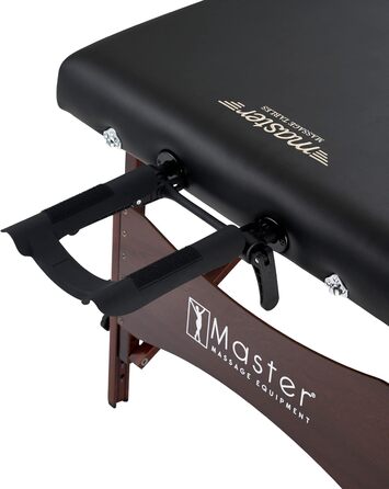 Складаний масажний стіл Master Massage NewPort 71 см, портативний косметологічний масажний стіл із дерев'яними ніжками, сумка, чорний