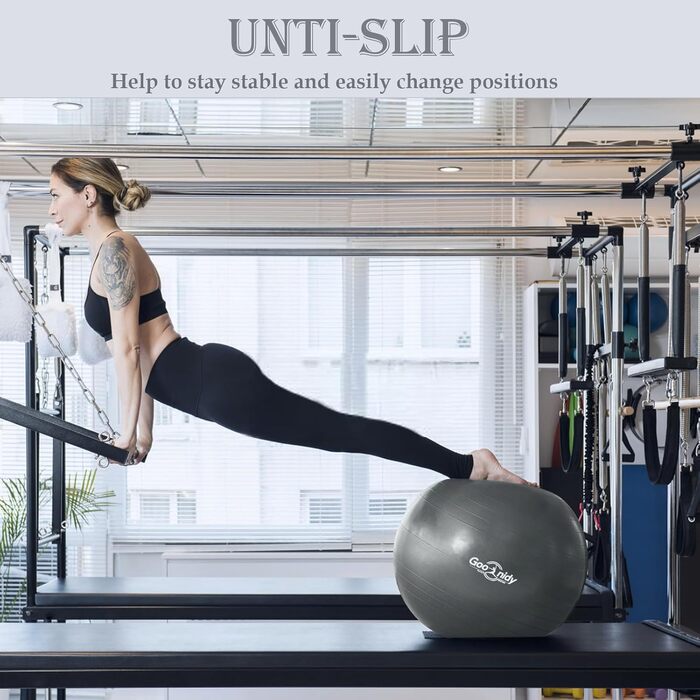 Великий фітнес-м'яч для занять гімнастикою та йогою, 58-65 см (сірий)