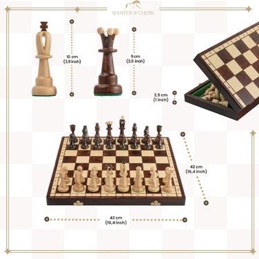 Шахи Master of Chess Superb Diamonds 42 см – дерев'яні, ручна робота, європейські, популярна модель