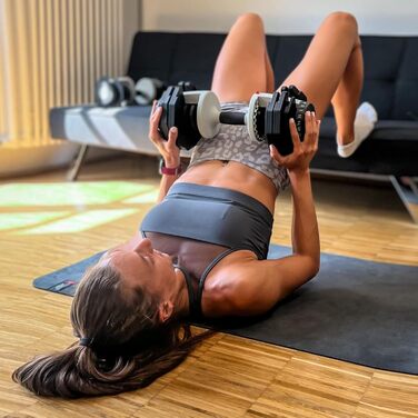 Регульована гантель ATIVAFIT 25 кг з нековзною ручкою та підставкою, компактна гантеля для жінок і чоловіків для тренувань і фітнесу вдома (1 або 2 шт.)