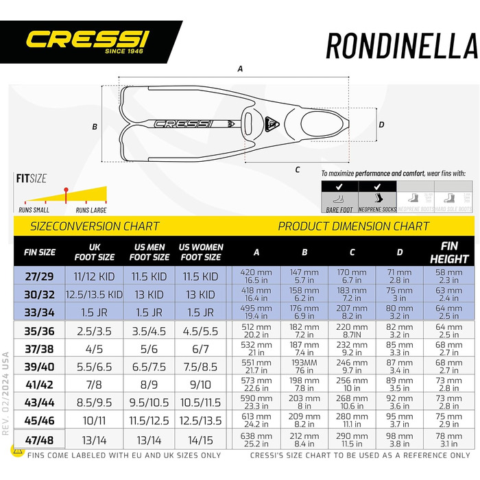 Ласти Cressi Rondinella універсальні для дорослих та дітей