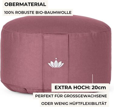 Медитаційний килимок Lotuscrafts® - високий (20 см), з пшеничною начинкою, для йоги та медитації, знімний чохол, сертифікат GOTS