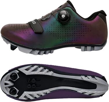 Велосипедні черевики для чоловіків та жінок, унісекс, MTB, Mountainbike, Radsportschuhe з 2 болтами та шипами, практична поворотна застібка, Bikeschuhe, фіолетовий, 39 EU
