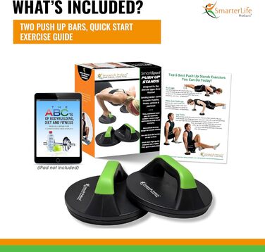 Підставки для віджимань обертаються, з неслизькою ручкою – великі ручки для максимального комфорту, 66306 – плавне обертання усуває напругу в зап'ястях – ідеально підходять для чоловіків та жінок, фітнес-тренування, P90x, Crossfit