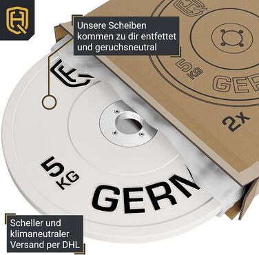 Комплект змагальних бамперних дисків HQ Germany 50 мм, 5–25 кг, сертифіковані IWF, REACH, для штанги