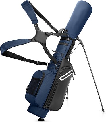 Сумка для гольф-клубів на 7 місць, компактна, для поля Par 3 та драйвінг-рейнджу, легка сумка для пітч-пут гольфу, з ергономічним подвійним ременем, блакитна