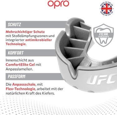 Захисна капа OPRO Silver Level (дорослий та дитячий) з чохлом. Підходить для хокею, лакросу, регбі, ММА, боксу та BJJ UFC. Білий/сріблястий, вік 10+