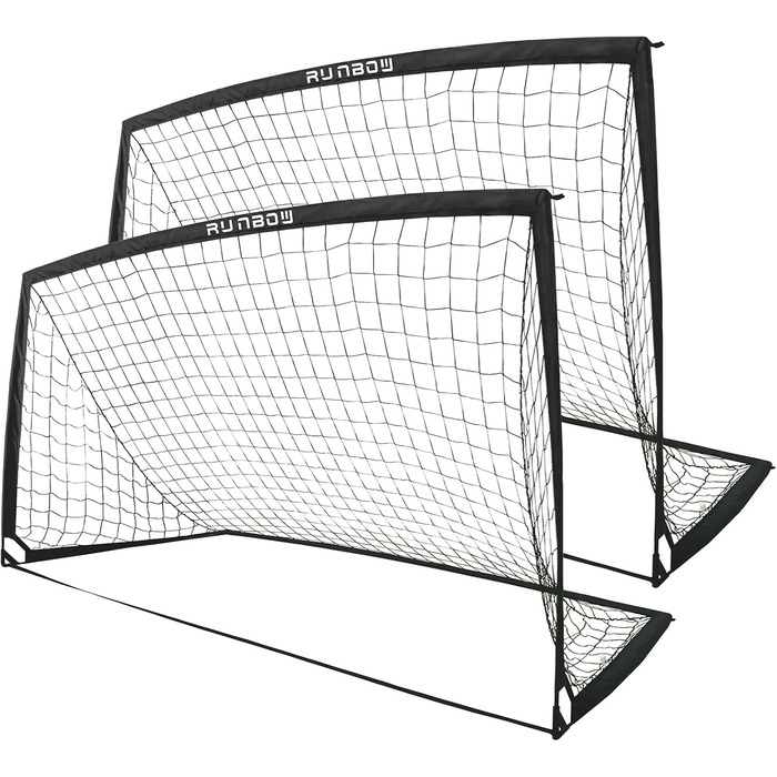 Ворота для футболу RUNBOW для дітей, портативні, для двору, дитяче тренування, з сумкою для перенесення, 2.7 x 1.5 м (Чорний)