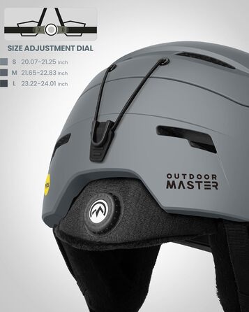 Outdooraster Комплект шолом та маска для гірськолижного спорту - IPS, сірий, S