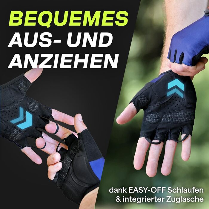 Велосипедні рукавички MACCIAVEI® для чоловіків та жінок | З підкладкою, дихаючі, безпечні | Рукавички для MTB, шосе, трекінгу | Синій, XXL