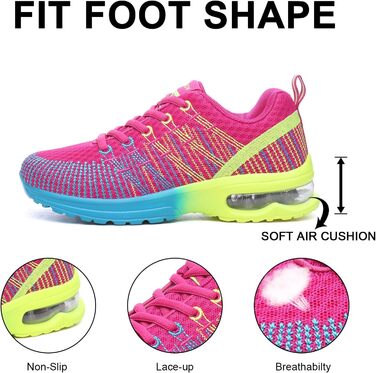 Жіночі кросівки для бігу Hitmars: легкі, дихаючі, з амортизацією, для фітнесу, вулиці та бігу. Розміри EU 36-42. Чорний та червоний кольори.