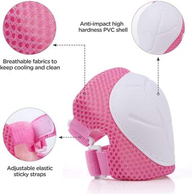 Набір наколінників та шолома Kinder для дітей 3-10 років (рожевий) | Захист для роликів, скейтборда, велосипеда