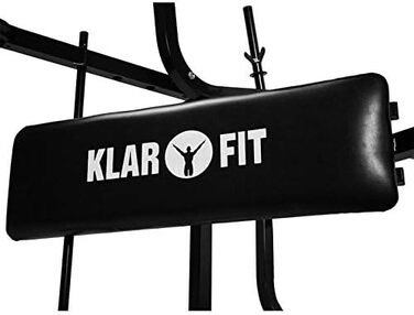 Універсальна лавка Klarfit Workout Hero 3000 для жиму і присідань, силова станція з нахилом і пласкою лавкою, тренажер для дому з гантелями, штангою та пресом для ніг, навантаження до 280 кг