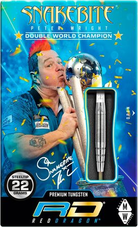 Професійний набір дротиків Red Dragon Peter Wright Snakebite 1, вольфрамові, 23 г, з крилами та стрижнями