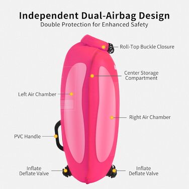 Надувна плавуча шина Naturehike 18L з двома повітряними камерами. Сумка-гідрочохол, водонепроникна пляжна сумка з регульованим поясом для плавання та відпочинку на узбережжі (Рожева/18л/Оновлена)