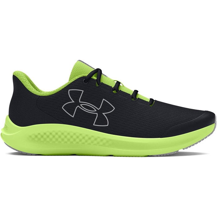 Кросівки для хлопчиків Under Armour Charged Pursuit 3 - бігові, технічні, чорно-зелені, 36.5 EU