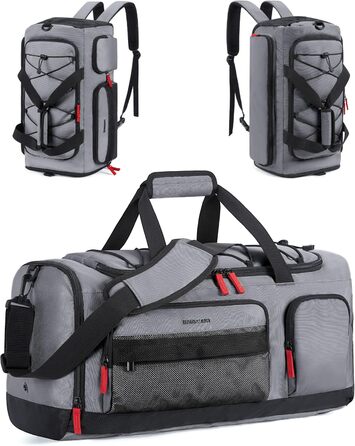 BAGSMART спортивна сумка для жінок і чоловіків, з відділенням для взуття та вологих речей, водонепроникна, для спортзалу, подорожей, фітнесу, плавання, темно-сіра