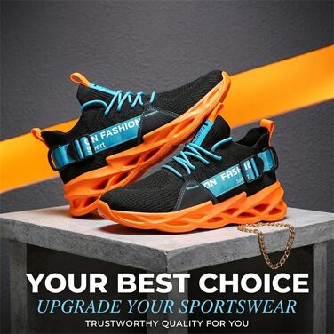 Чоловічі та жіночі спортивні кросівки для бігу Turnschuhe G133 Schwarz Orange. Дихаючі, легкі, з амортизацією для фітнесу та занять спортом.