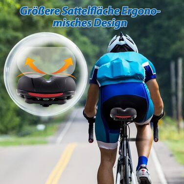 Велосипедне сідло Cloud Comfort Pro 2.0: М'яке, ергономічне, з пам'яті ефектом, амортизуюче, дихаюче. Підходить для чоловіків, жінок та дітей. City, Mountain Bike, з підвіскою.