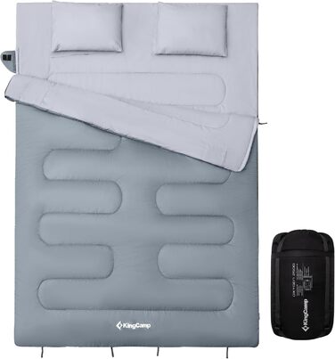 Сплячий мішок KingCamp для двох осіб, зимовий, для кемпінгу, сірий
