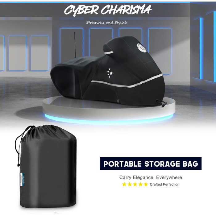 Водонепроникний чохол для мотоцикла Touring (Harley Davidson Road King, Road Glide, Street Glide, Electra Glide, Heritage Classic, Low Rider-ST, Indian, Honda, BMW, Ducati, Suzuki, Kawasaki, KTM), чорний