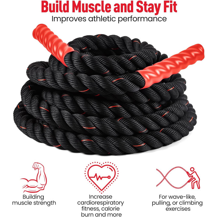 Битва-канат Ultrasport Battle Rope 12м: канат для силової витривалості та м'язового розвитку, функціональне тренування