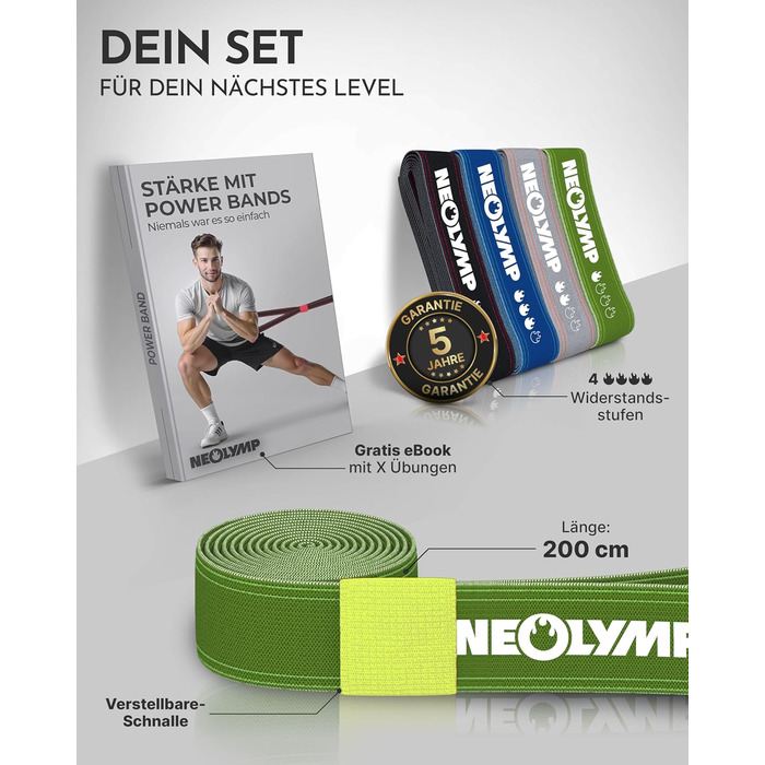 Стрічка для гімнастики Neolymp: екологічна, міцна, для багатофункціональних тренувань – стрічки опору з регулюванням, фітнес-стрічки, Powerband